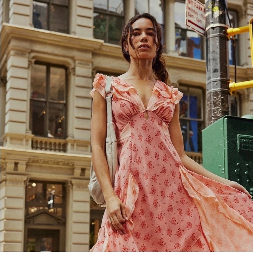 Free People Joaquin Dress in Peach Combo